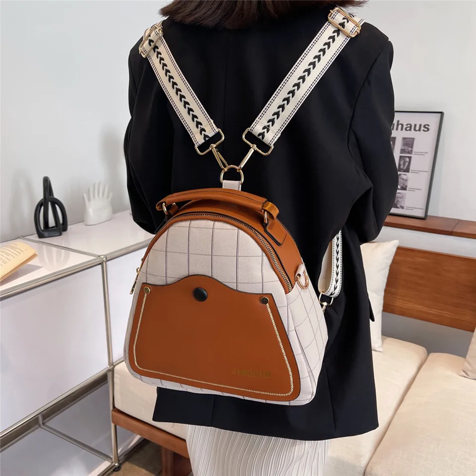 Multifunctional Women Backpack Wide Strap female shoulder bag PU Leather Ladies hand bag Plaid Designer bagpack for girls totes
Multifunctional Women Backpack Wide Strap female shoulder bag PU Leather Ladies hand bag Plaid Designer bagpack for girls totes