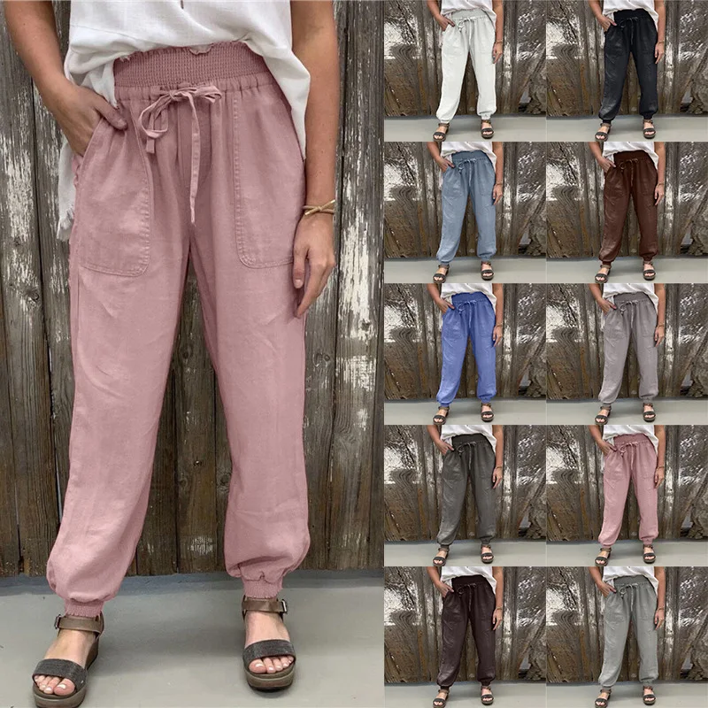 Women's clothes Spring/Summer 2023 New style hemp cotton tie leggings Elastic casual pants for women
Women's clothes Spring/Summer 2023 New style hemp cotton tie leggings Elastic casual pants for women