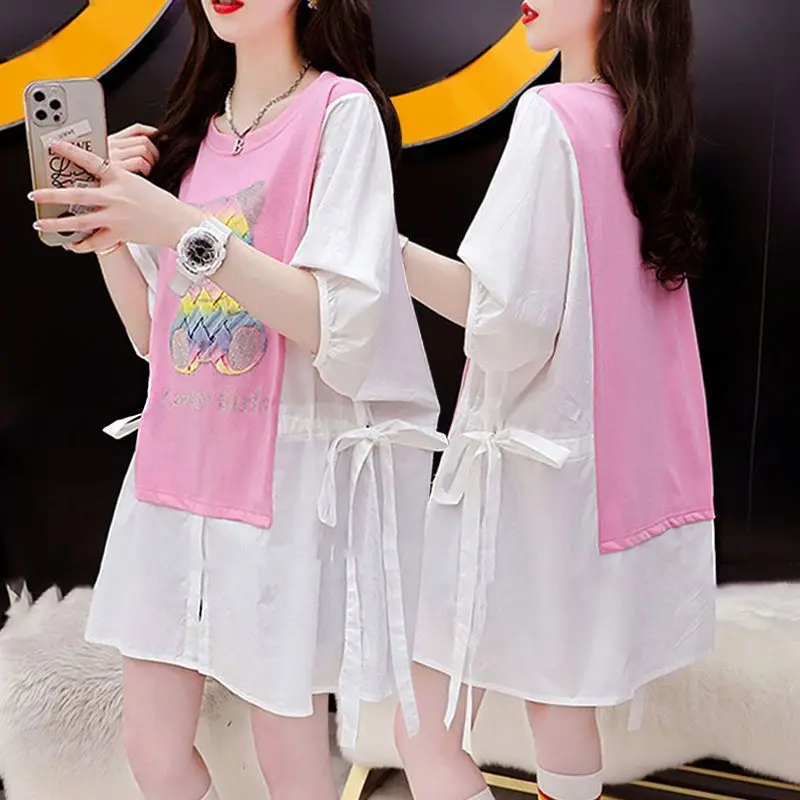 Summer Versatile Mid Length Women Oversize Short Sleeve T Shirts Y2K Korean Fashion T Shirt Tops Kawaii Streetwear Tees Clothing
Summer Versatile Mid Length Women Oversize Short Sleeve T Shirts Y2K Korean Fashion T Shirt Tops Kawaii Streetwear Tees Clothing