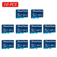 SHANDIAN Mini SD TF Memory Card 10 Pack 64GB 32GB Smart SD Card Sky Blue High Speed Class10 for Smartphone Camera Perfect Gift
