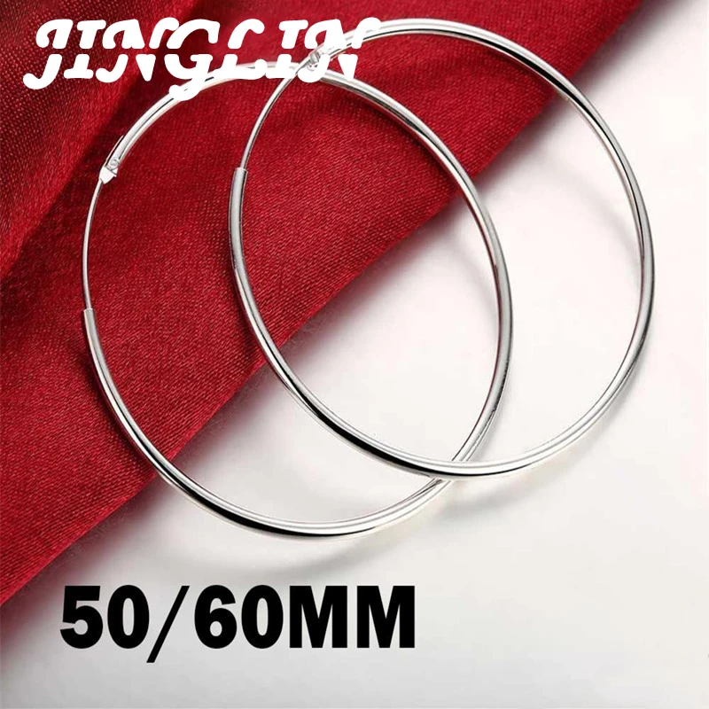 JINGLIN 925 Sterling Silver 50/60mm Round Circle Hoop Earring For Women Party Wedding Christmas Fashion Jewelry Gift Jewellery
JINGLIN 925 Sterling Silver 50/60mm Round Circle Hoop Earring For Women Party Wedding Christmas Fashion Jewelry Gift Jewellery