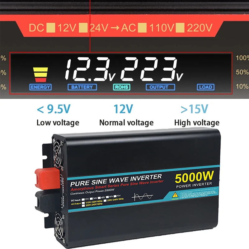 Pure Sine Wave DC 12V 24V 48V To AC 220V 4000W 5000W Solar Power Inverter Frequency Converter 50hz Car Inverter Transformer
Pure Sine Wave DC 12V 24V 48V To AC 220V 4000W 5000W Solar Power Inverter Frequency Converter 50hz Car Inverter Transformer