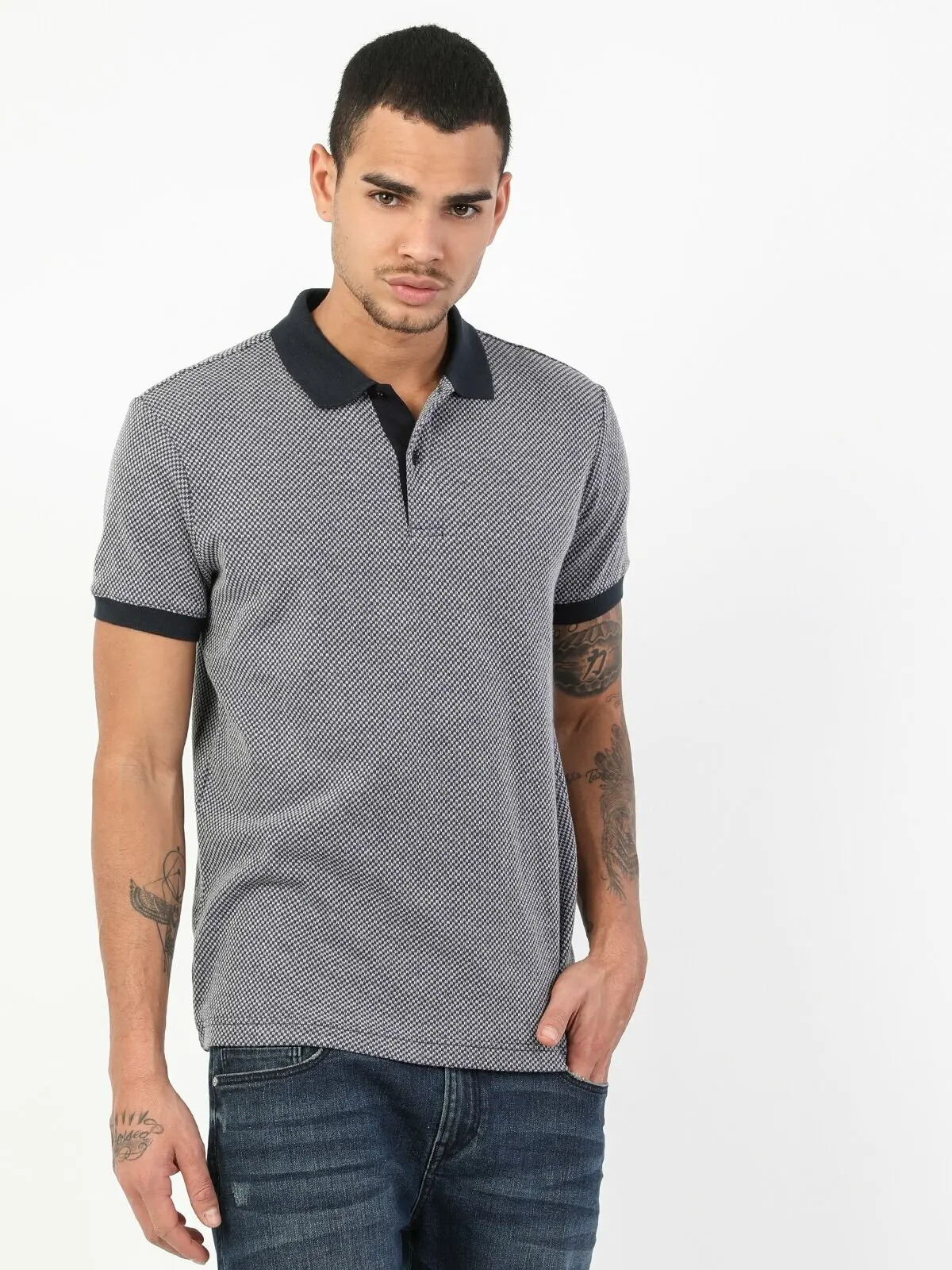 Colins Men Regular Fit Blue Melange Shirtpolo of Short Sleeve Polo t shirts for men Polo men Polo shirts,CL1046808
Colins Men Regular Fit Blue Melange Shirtpolo of Short Sleeve Polo t shirts for men Polo men Polo shirts,CL1046808