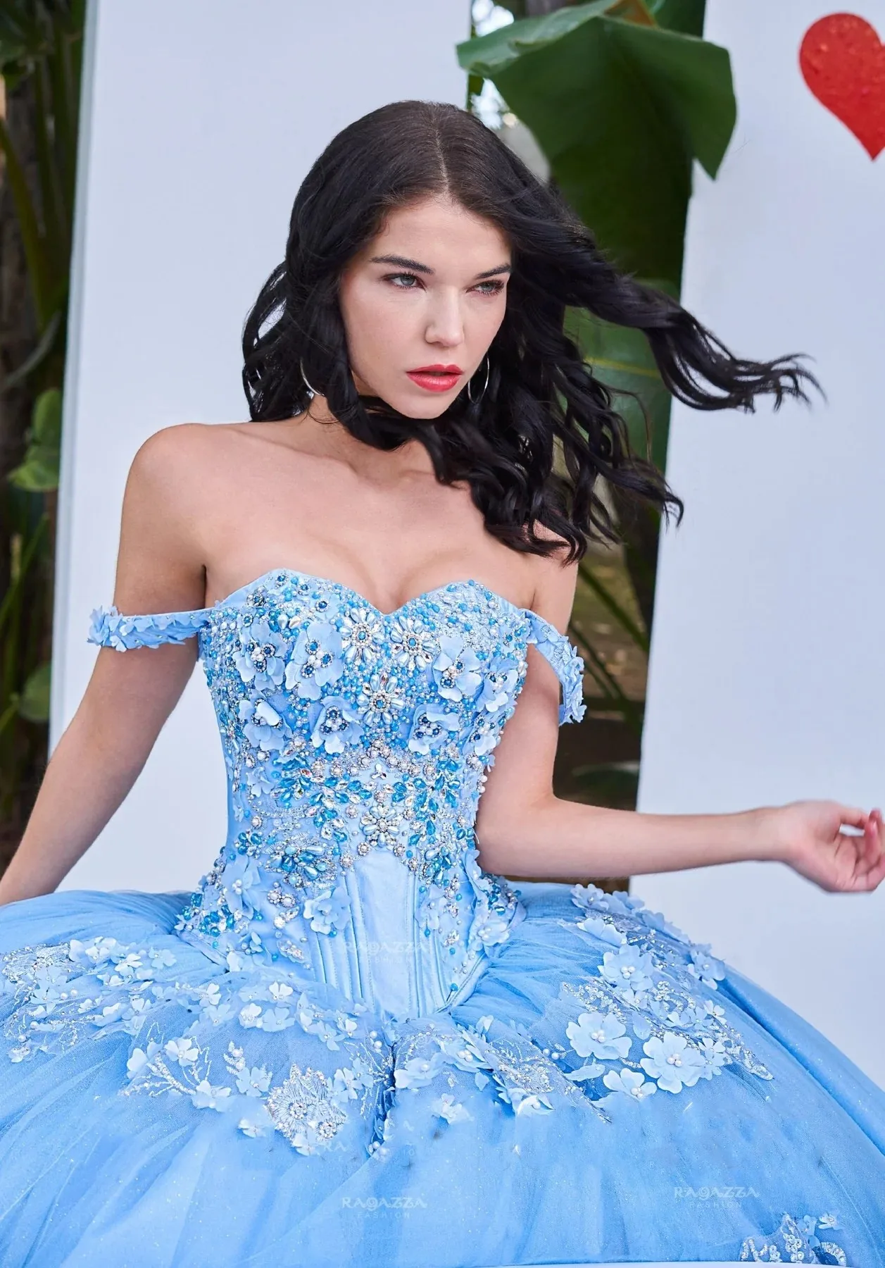 

Sky Blue Charro Quinceanera Dresses Ball Gown Off The Shoulder Tulle Appliques Pearls Puffy Mexican Sweet 16 Dresses 15 Anos