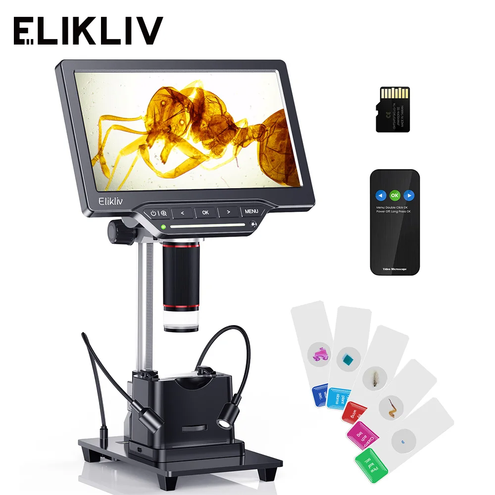 Elikliv EDM201 Max 1300X Digital HDMI Microscope with 7" IPS Screen 25MP Coin Soldering Microscope Bottom Transmitted Light
Elikliv EDM201 Max 1300X Digital HDMI Microscope with 7" IPS Screen 25MP Coin Soldering Microscope Bottom Transmitted Light