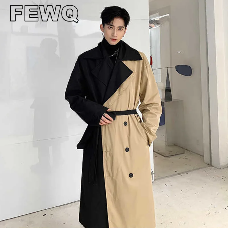 FEWQ Oversize Long Coat Male Trench Men's Clothing Design Windbreaker With Belt Personality Hit Color Patchwork Loose Coat 9Y189
FEWQ Oversize Long Coat Male Trench Men's Clothing Design Windbreaker With Belt Personality Hit Color Patchwork Loose Coat 9Y189