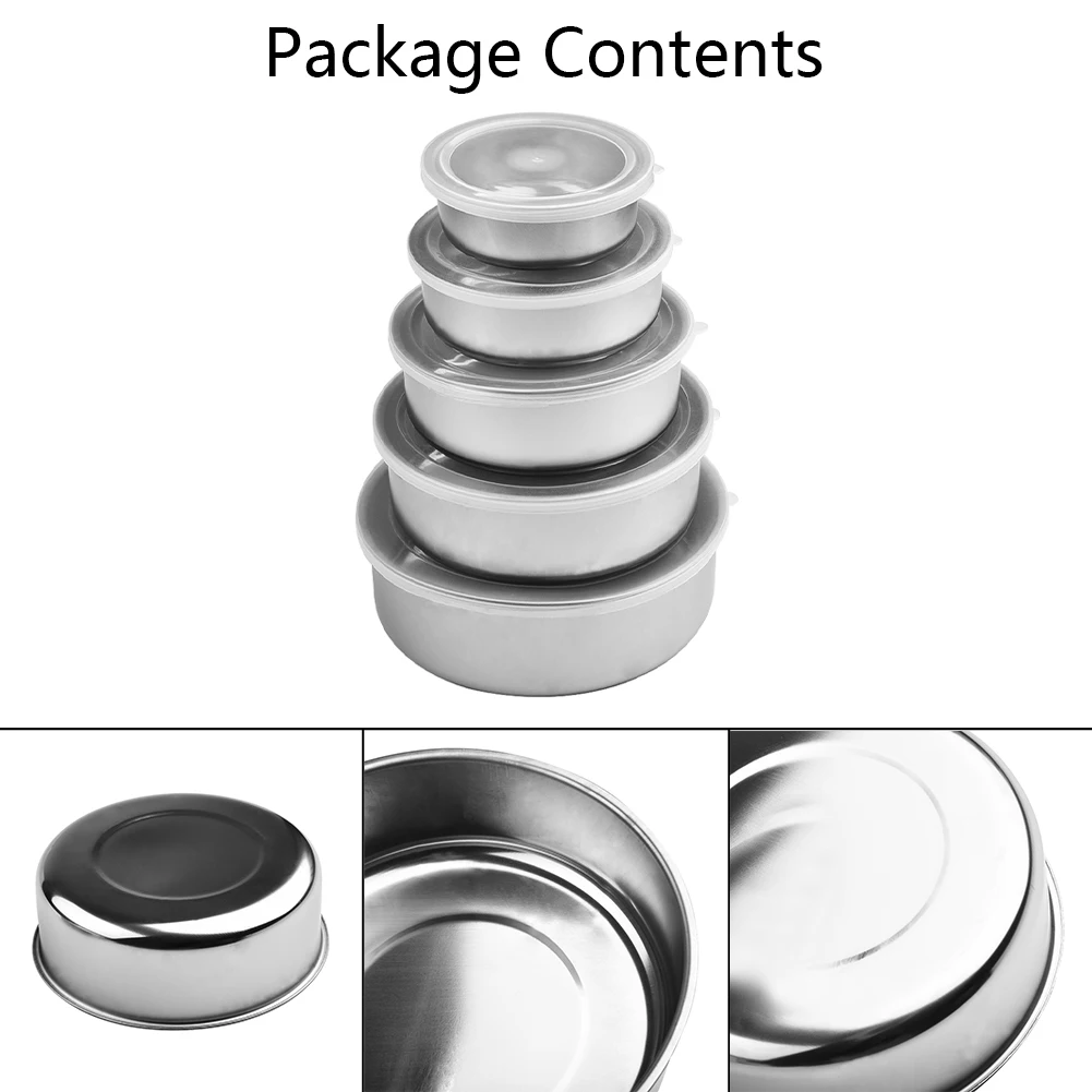 1pc Silver Fresh-keeping Bowls Metal 5pcs/Set 5 Sizes For Packing Lunches Stainless Steel Food With 5 Lids Set 10-18cm
1pc Silver Fresh-keeping Bowls Metal 5pcs/Set 5 Sizes For Packing Lunches Stainless Steel Food With 5 Lids Set 10-18cm