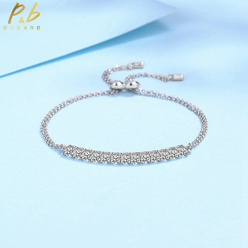 PuBang Fine Jewelry Solid 925 Sterling Silver Moissanite Resizable Bracelet for Women Anniversary Engagement Gifts Free Shipping
PuBang Fine Jewelry Solid 925 Sterling Silver Moissanite Resizable Bracelet for Women Anniversary Engagement Gifts Free Shipping