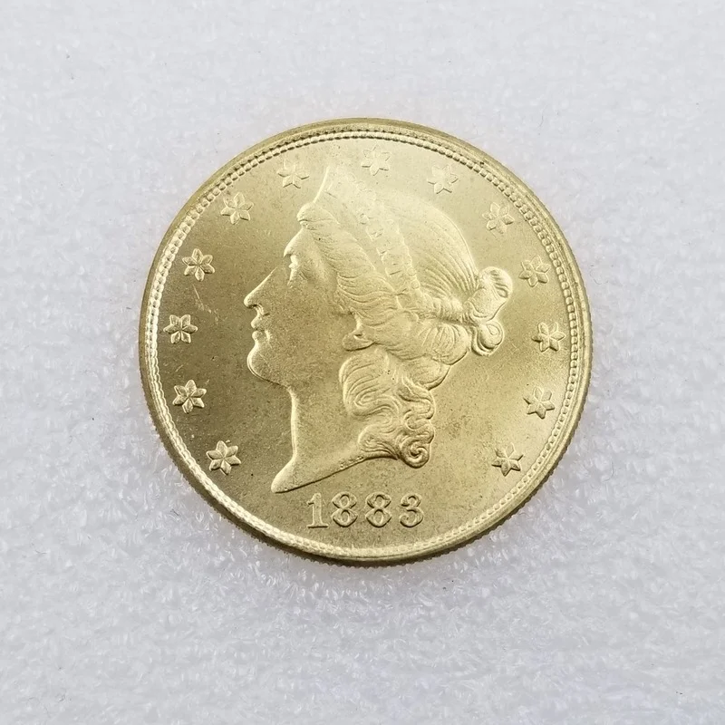 American 1883 CC Version 20 Dollars Brass Gold-plated Commemorative Collectible Coin Gift Lucky Challenge Coin
American 1883 CC Version 20 Dollars Brass Gold-plated Commemorative Collectible Coin Gift Lucky Challenge Coin