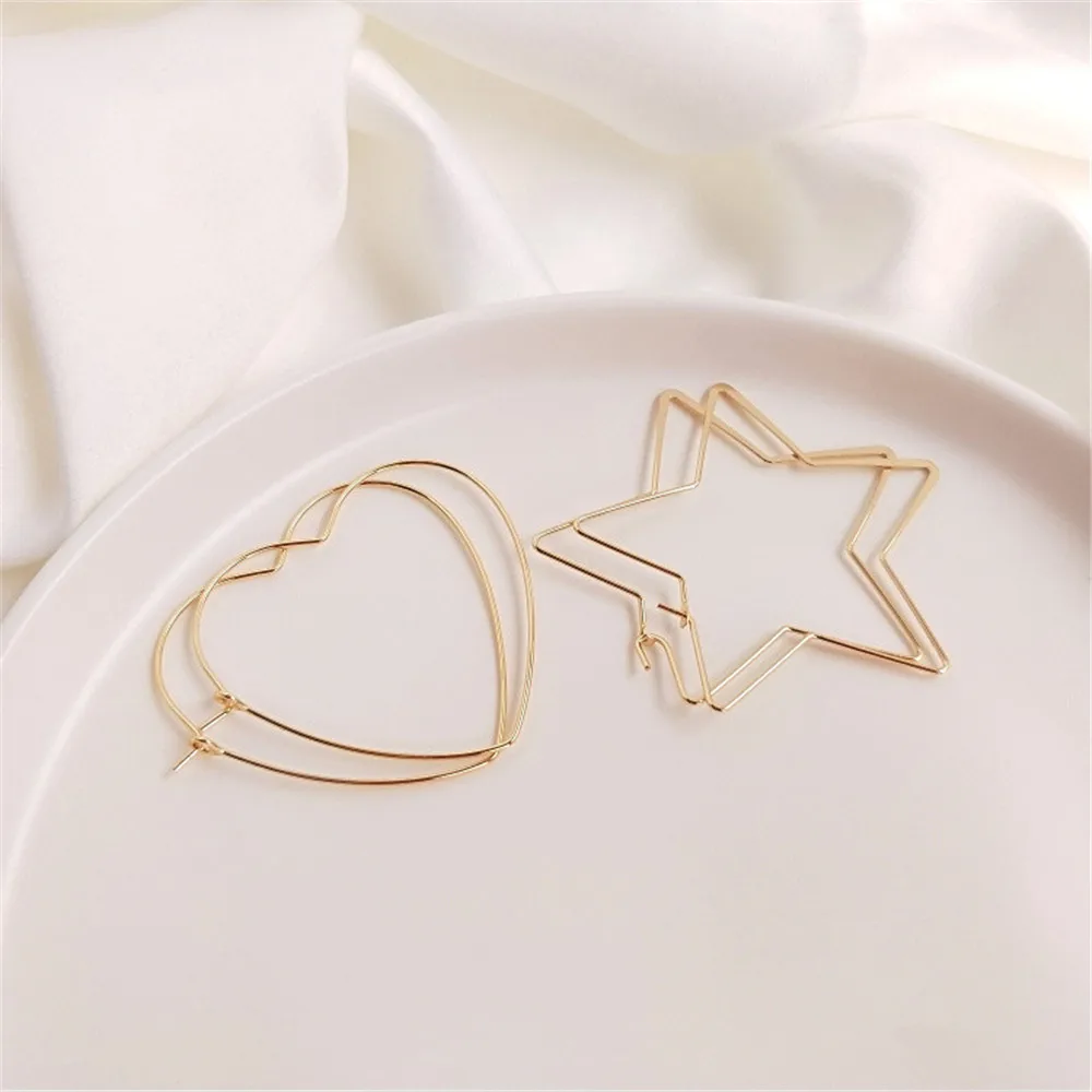 14K Gold Filled Plated Big peach love heart five star earrings INS simple DIY hand earrings
14K Gold Filled Plated Big peach love heart five star earrings INS simple DIY hand earrings