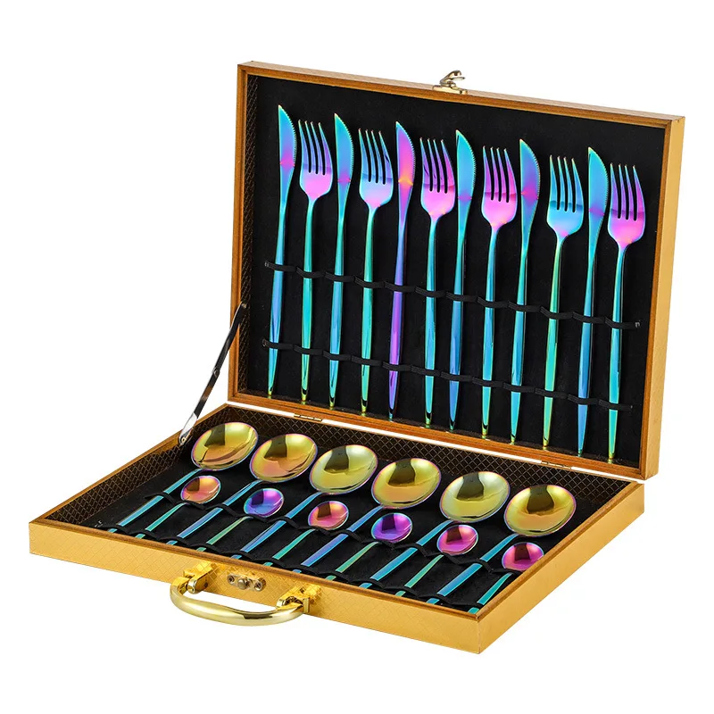24/16/12PCS Cutlery Set Stainless Knife Fork Spoon Flatware TablewareSet Gold Gift Box Portable Dinnerware Dishwasher Kitchenwar
24/16/12PCS Cutlery Set Stainless Knife Fork Spoon Flatware TablewareSet Gold Gift Box Portable Dinnerware Dishwasher Kitchenwar