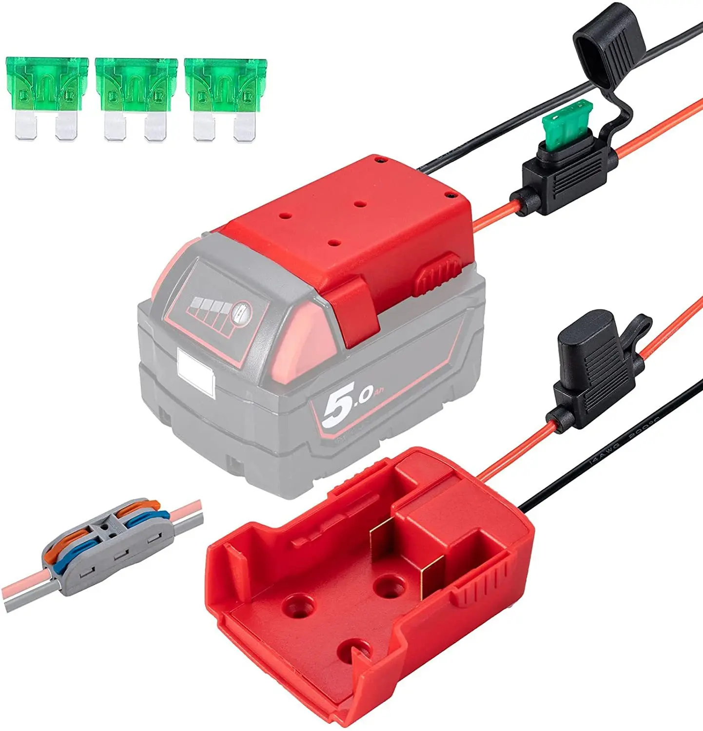 Battery Adapter With Fuse Built-In Switch For Milwaukee 18v To Dock Holder 12awg Red
Battery Adapter With Fuse Built-In Switch For Milwaukee 18v To Dock Holder 12awg Red