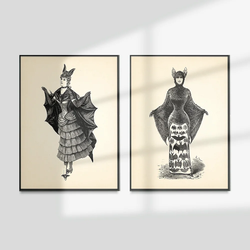 Vintage Bat Costume Woman Art Print Black White Poster Fairy Tale Canvas Painting Decor Wall Picture
Vintage Bat Costume Woman Art Print Black White Poster Fairy Tale Canvas Painting Decor Wall Picture