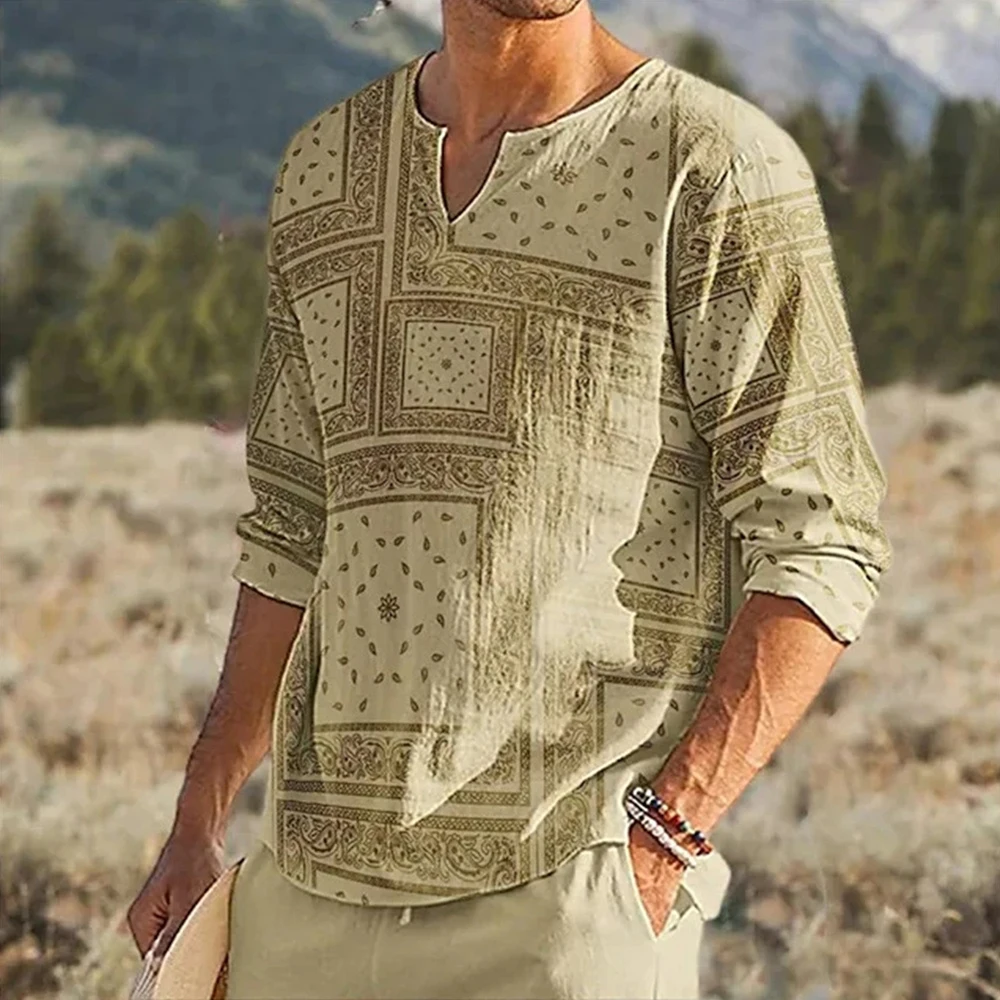 Мужские топы для отдыха Henley, свободные ретро рубашки с длинным рукавом и рисунком
Мужские топы для отдыха Henley, свободные ретро рубашки с длинным рукавом и рисунком