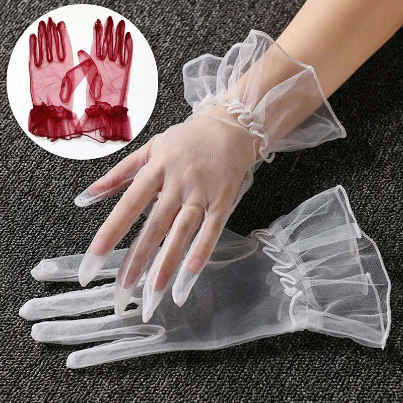 Wedding Bridal Gloves Black White Short Tulle Gloves Sheers Mittens Ultra Thin Breathable Mesh Women Full Finger Gloves
Wedding Bridal Gloves Black White Short Tulle Gloves Sheers Mittens Ultra Thin Breathable Mesh Women Full Finger Gloves