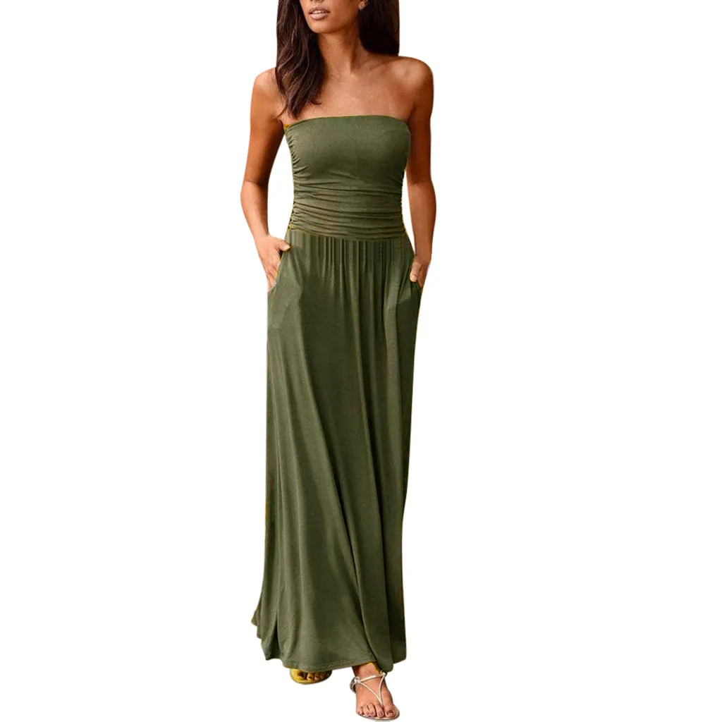 Dress Women's Tube Top Dresses Off Shoulder Long Dresses Ladies Summer Solid Maxi Dress 2022
Dress Women's Tube Top Dresses Off Shoulder Long Dresses Ladies Summer Solid Maxi Dress 2022