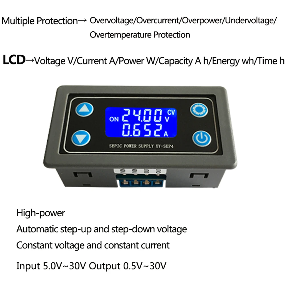 DC DC 0.5-30V 4A 35W Automatic Boost Buck Converter CC CV Regulated Adjustable Laboratory Step-Down Step-Up Power Supply Module
DC DC 0.5-30V 4A 35W Automatic Boost Buck Converter CC CV Regulated Adjustable Laboratory Step-Down Step-Up Power Supply Module