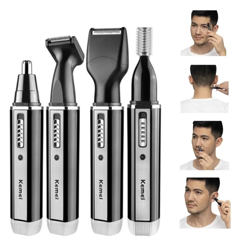 

Kemei 4in1 Nose Trimmer Beard Shaving Machine for men electric eyebrow nose hair clipper nose and ears Trimmer Rechargeable