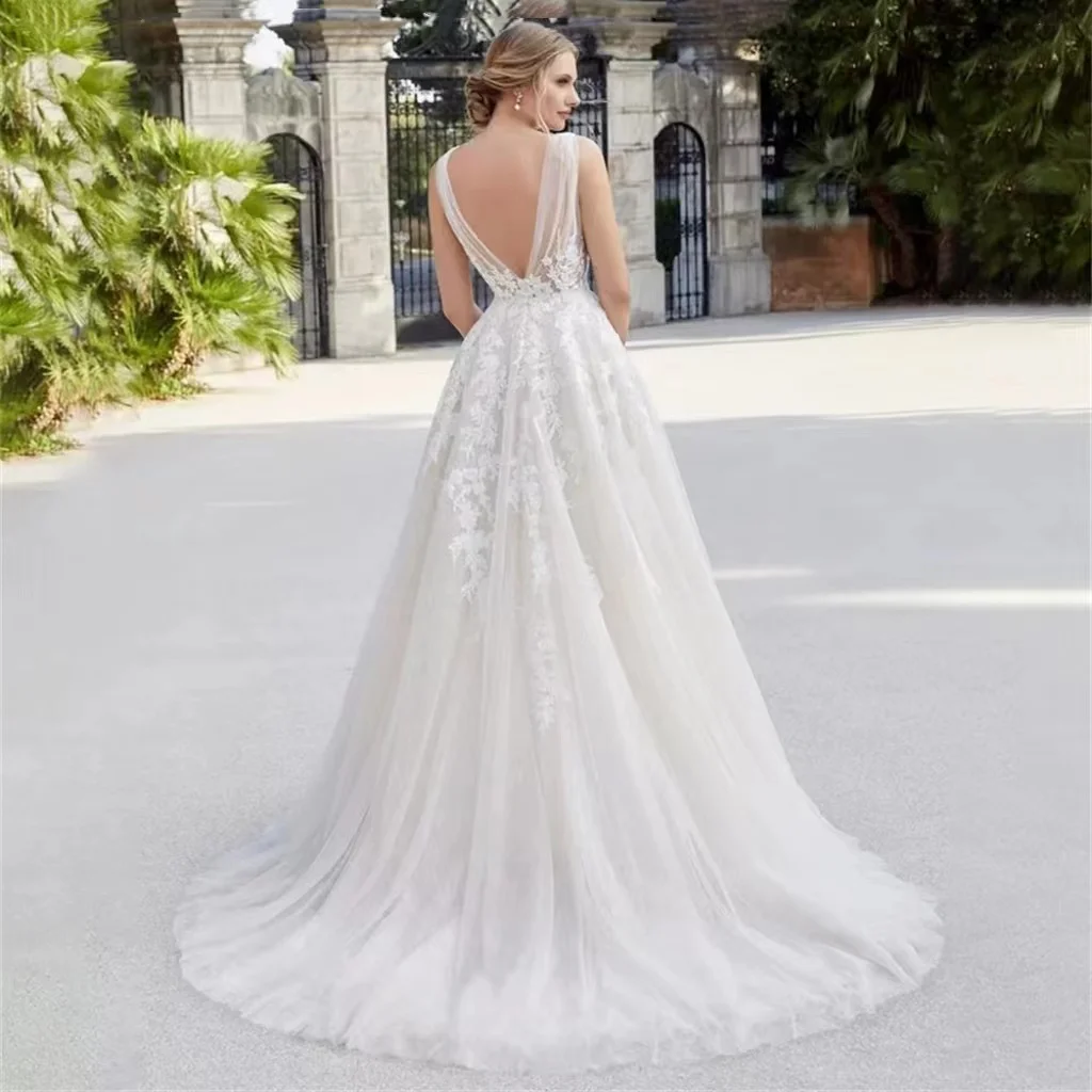 OYISHA Simple Boho Chic Wedding Dresses 2023 A-line V-neck Appliques Sleeveless Backless Bridal Gowns For Women Vestido De Noiva
OYISHA Simple Boho Chic Wedding Dresses 2023 A-line V-neck Appliques Sleeveless Backless Bridal Gowns For Women Vestido De Noiva