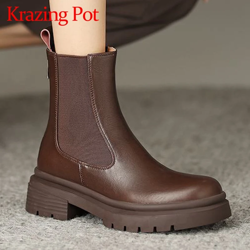 Krazing Pot 2023 Cow Split Leather Round Toe Med Heels Chelsea Boots Big Size 42 Vintage Causal Simple Style Zipper Ankle Boots
Krazing Pot 2023 Cow Split Leather Round Toe Med Heels Chelsea Boots Big Size 42 Vintage Causal Simple Style Zipper Ankle Boots