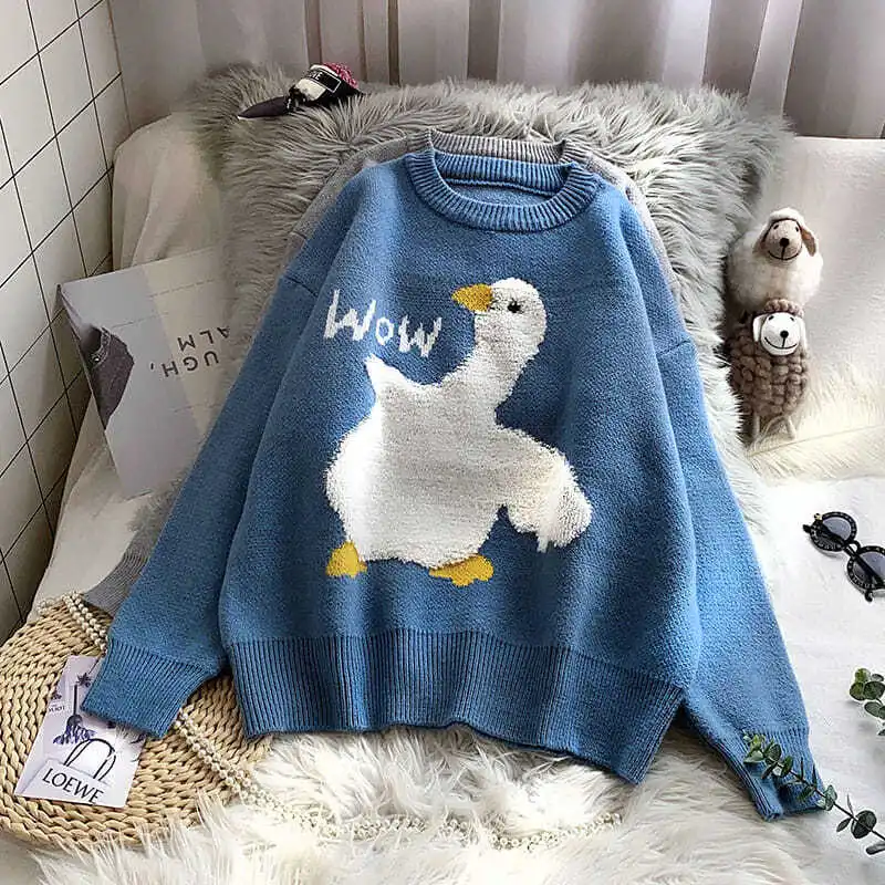 Sweater Women's Loose Outer Wear Autumn And Winter Pullover Sweater New Autumn Dress Japanese Soft Milk Blue Knitted Top 
Sweater Women's Loose Outer Wear Autumn And Winter Pullover Sweater New Autumn Dress Japanese Soft Milk Blue Knitted Top