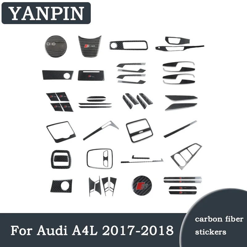 Черные наклейки из углеродного волокна для автомобиля, подходят для Audi A4L 2017 2018, декоративные аксессуары для салона автомобиля
Черные наклейки из углеродного волокна для автомобиля, подходят для Audi A4L 2017 2018, декоративные аксессуары для салона автомобиля