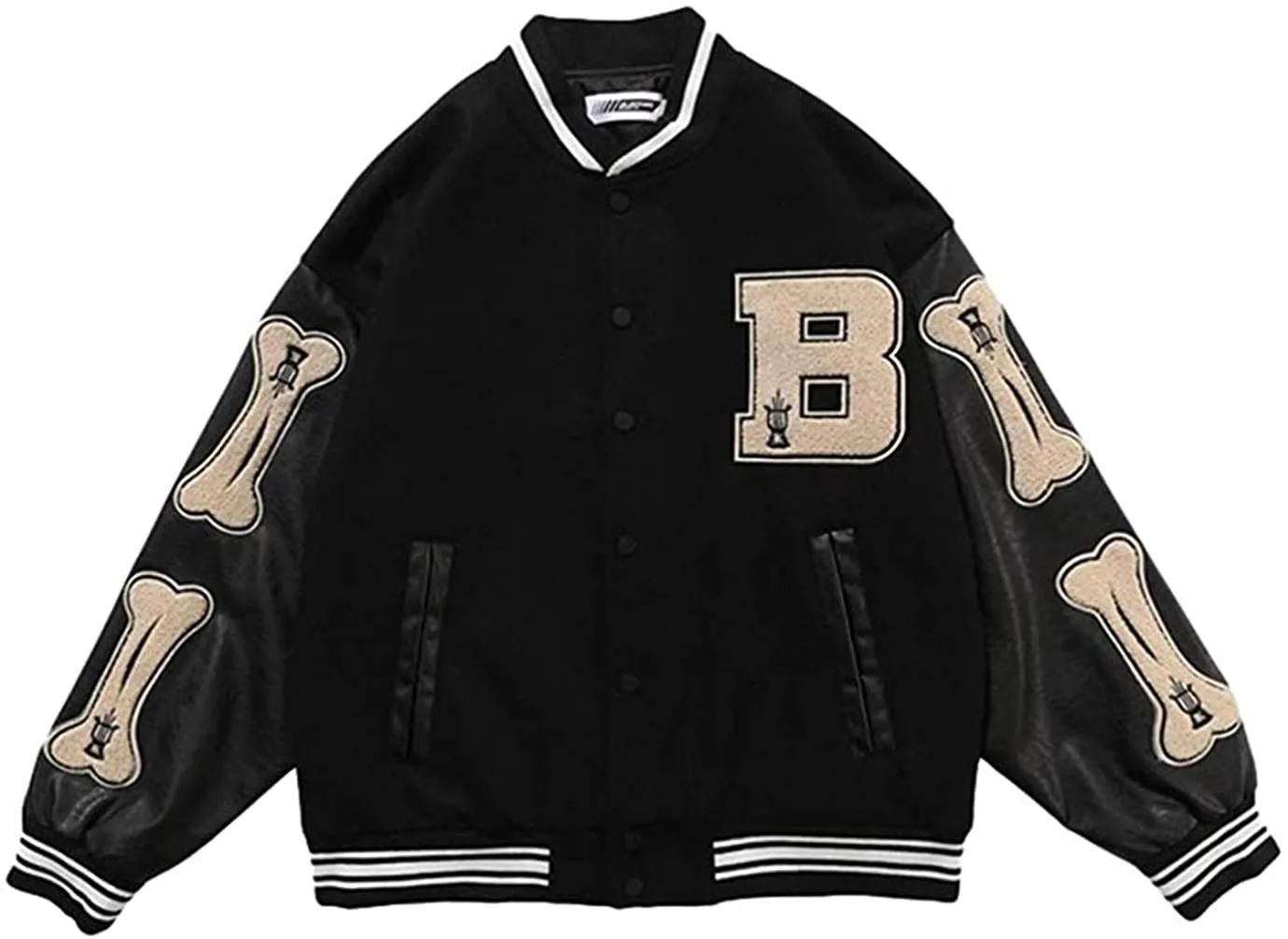 2022 hip hop streetwear baseball jacket coat letter B bone embroidery Stand-up collar japanese streetwear bomber college jacket
2022 hip hop streetwear baseball jacket coat letter B bone embroidery Stand-up collar japanese streetwear bomber college jacket