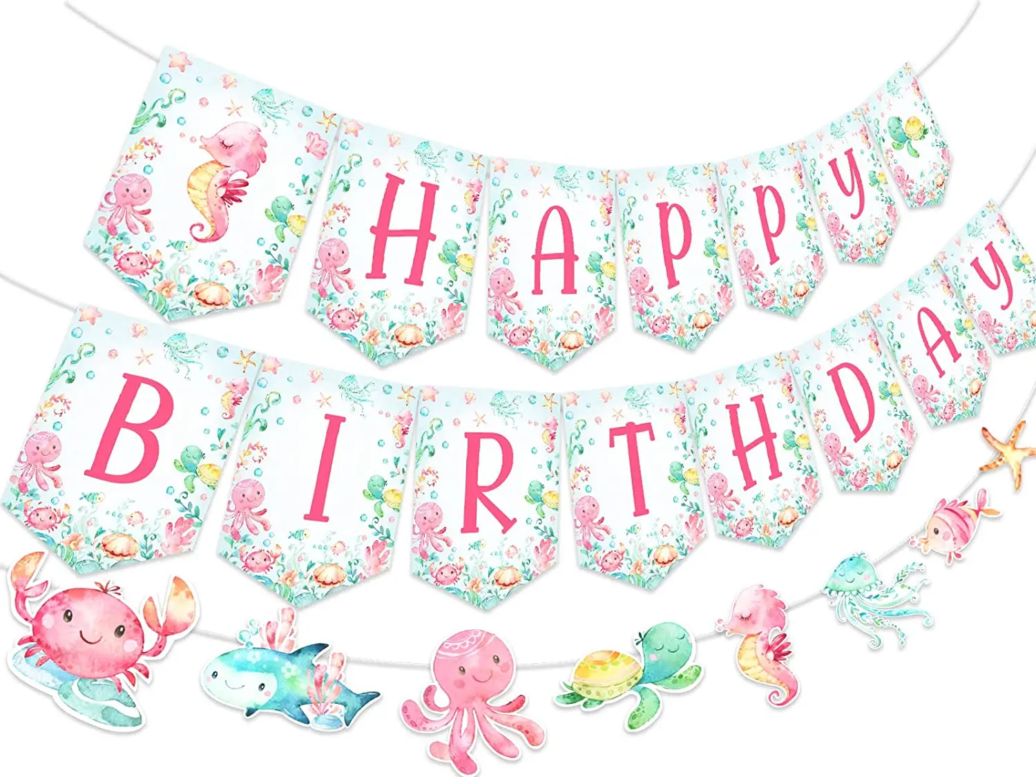 Ocean Birthday Party Decorations for Girl Happy Birthday Banner Sea Animal Garland Under The Sea Themed Kids Birthday Supplies
Ocean Birthday Party Decorations for Girl Happy Birthday Banner Sea Animal Garland Under The Sea Themed Kids Birthday Supplies
