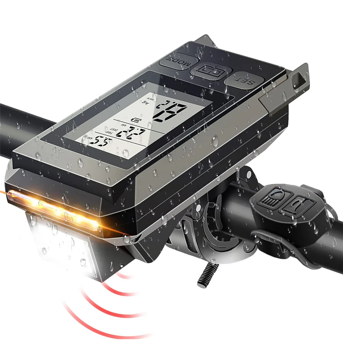 4 in 1 Bike Headlight with LCD Display Speedometer and Horn USB Rechargeable Bicycle Computer for Outdoor Cycling-B
4 in 1 Bike Headlight with LCD Display Speedometer and Horn USB Rechargeable Bicycle Computer for Outdoor Cycling-B