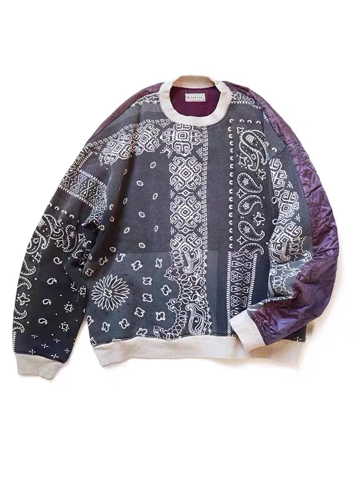 19AW KAPITAL Hirata Cotton Splice Waist Flower Fruit Men's and Women's Round Neck Pullover Sweatshirt Navy Blue Hoodies
19AW KAPITAL Hirata Cotton Splice Waist Flower Fruit Men's and Women's Round Neck Pullover Sweatshirt Navy Blue Hoodies