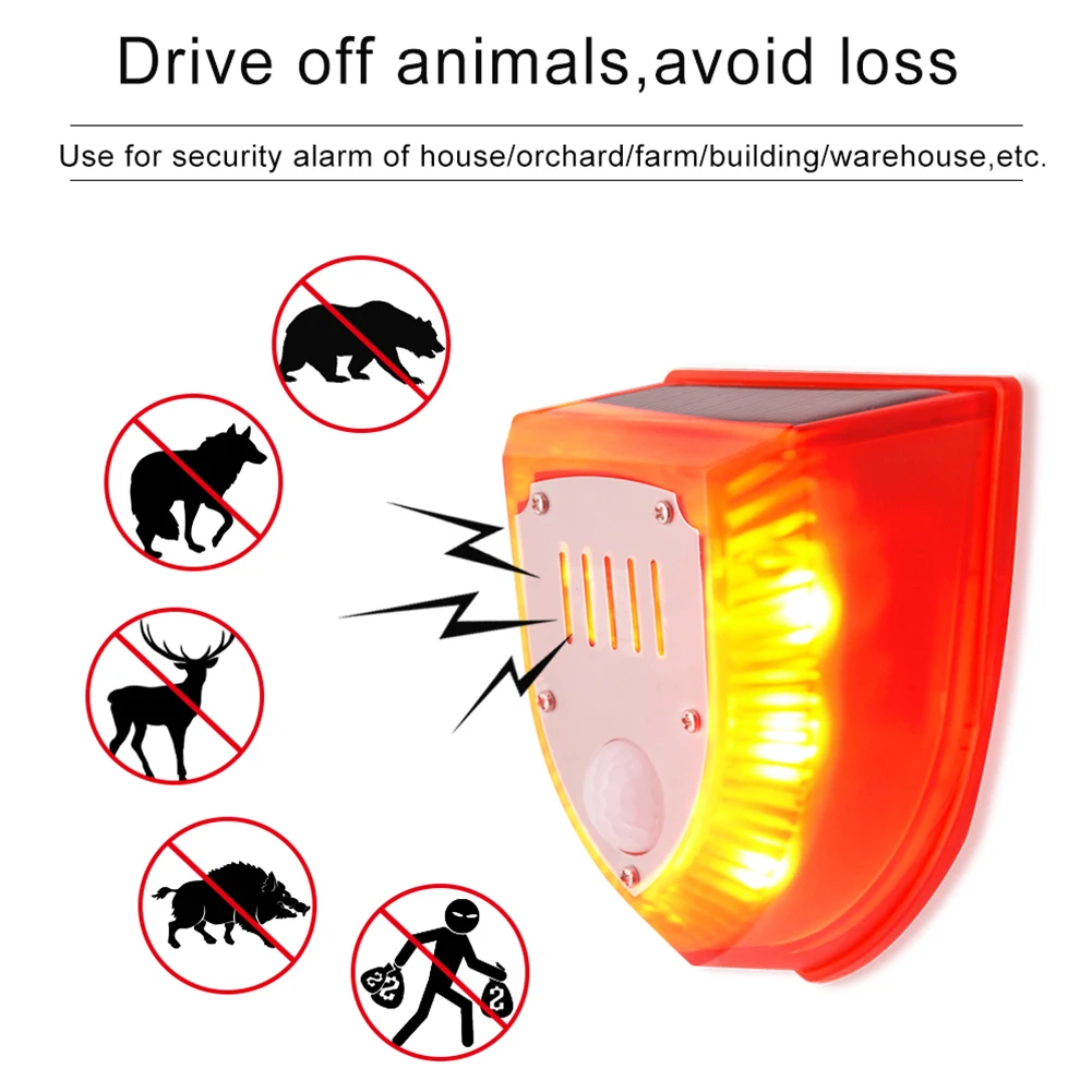 Solar Infrared Motion Sensor Alarm With 129db Dog Barking Gunshot Strobe Light For Home Garden Carage Shed Security Alarm System
Solar Infrared Motion Sensor Alarm With 129db Dog Barking Gunshot Strobe Light For Home Garden Carage Shed Security Alarm System
