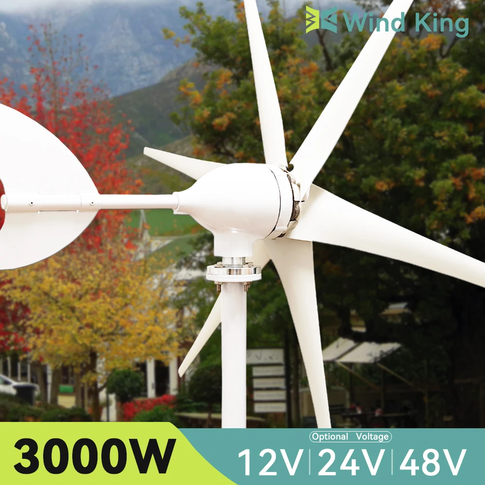 WindKing 3000W Wind Turbine 6 Blades Horizontal 3KW Free Energy High Efficiency Windmills With Hybrid Solar System For Home Use 
WindKing 3000W Wind Turbine 6 Blades Horizontal 3KW Free Energy High Efficiency Windmills With Hybrid Solar System For Home Use