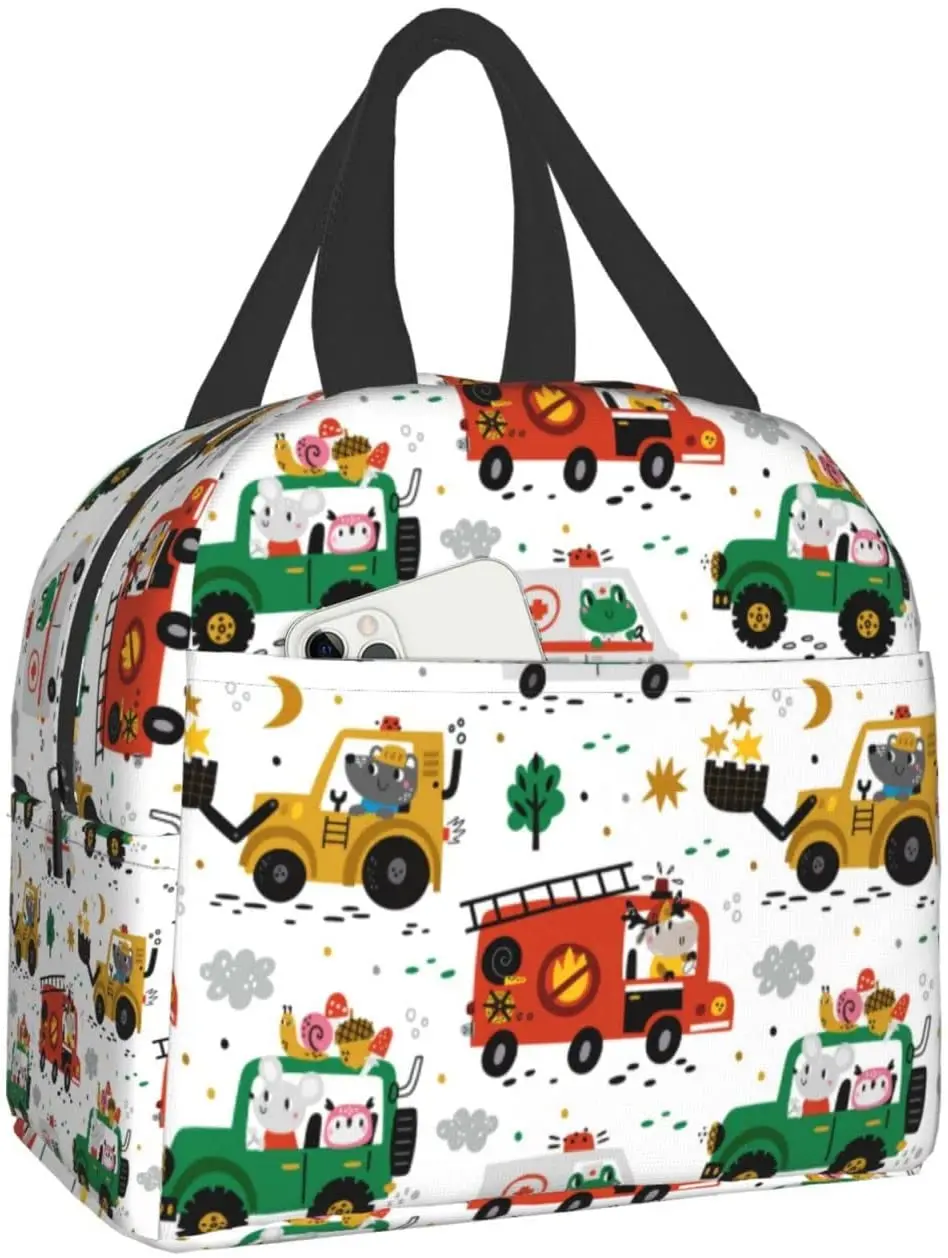 

Cute Forest Animal In Different Funny Cartoon Vehicles Lunch Box Bento Box Insulated Lunch Boxes Waterproof Lunch Bag Picnic