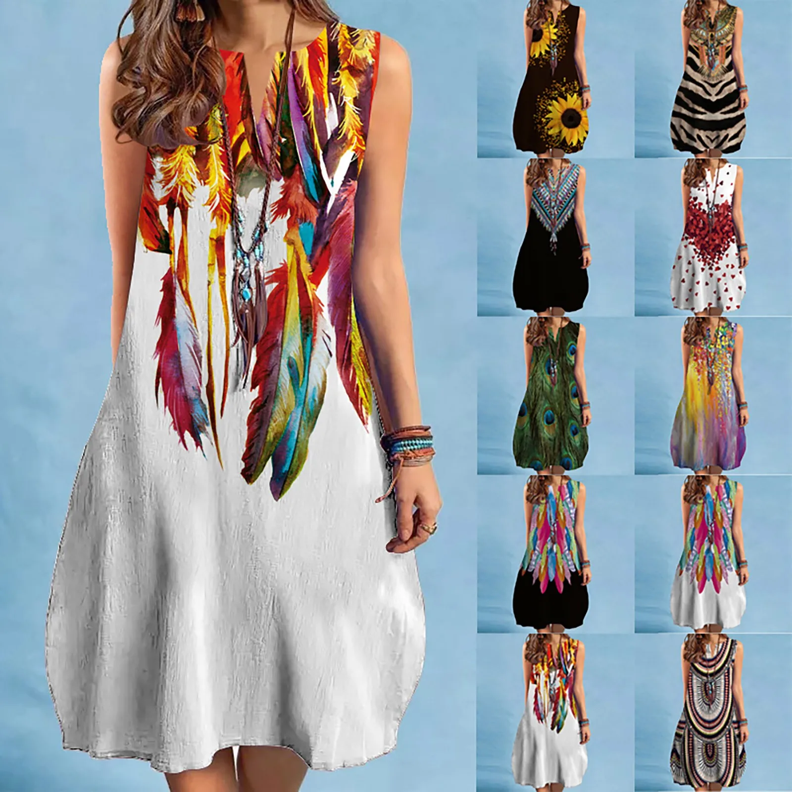 Платье женское свободное без рукавов, миди-платье с принтом, свободный Поясной фартук, повседневные платья для молодых женщин
Платье женское свободное без рукавов, миди-платье с принтом, свободный Поясной фартук, повседневные платья для молодых женщин