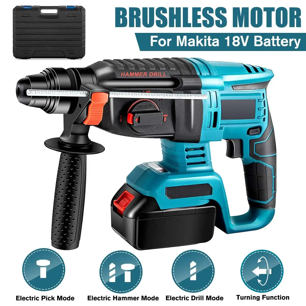 6200rpm 28mm Brushless Electric Rotary Hammer Rechargeable Impact Drill Cordless Electric Hammer for Makita 18V Battery
6200rpm 28mm Brushless Electric Rotary Hammer Rechargeable Impact Drill Cordless Electric Hammer for Makita 18V Battery