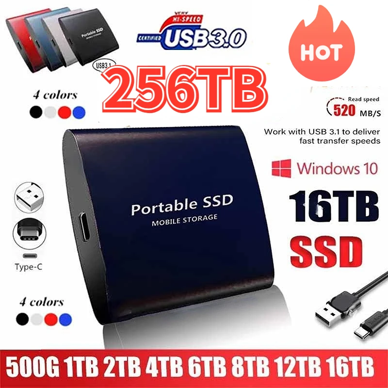 Portable 128TB SSD Original USB3.0 Hard Drives 64TB 30TB 2TB 1TB Solid State Disk Storage Device Hard Drive For Laptops Computer
Portable 128TB SSD Original USB3.0 Hard Drives 64TB 30TB 2TB 1TB Solid State Disk Storage Device Hard Drive For Laptops Computer
