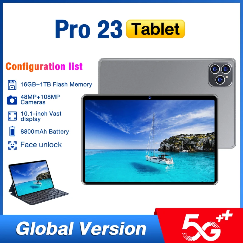 Original Pro23Tablet 10.1 Inch 5G Network Android 13.0 Brand Pro23 16+1T 48+108MP Camera 10 Core 8800mAh Wifi Tablet
Original Pro23Tablet 10.1 Inch 5G Network Android 13.0 Brand Pro23 16+1T 48+108MP Camera 10 Core 8800mAh Wifi Tablet