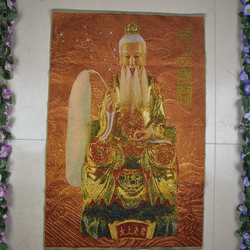 Taishanglaojun embroidery, Taoist Thangka mural hanging painting crafts 
Taishanglaojun embroidery, Taoist Thangka mural hanging painting crafts