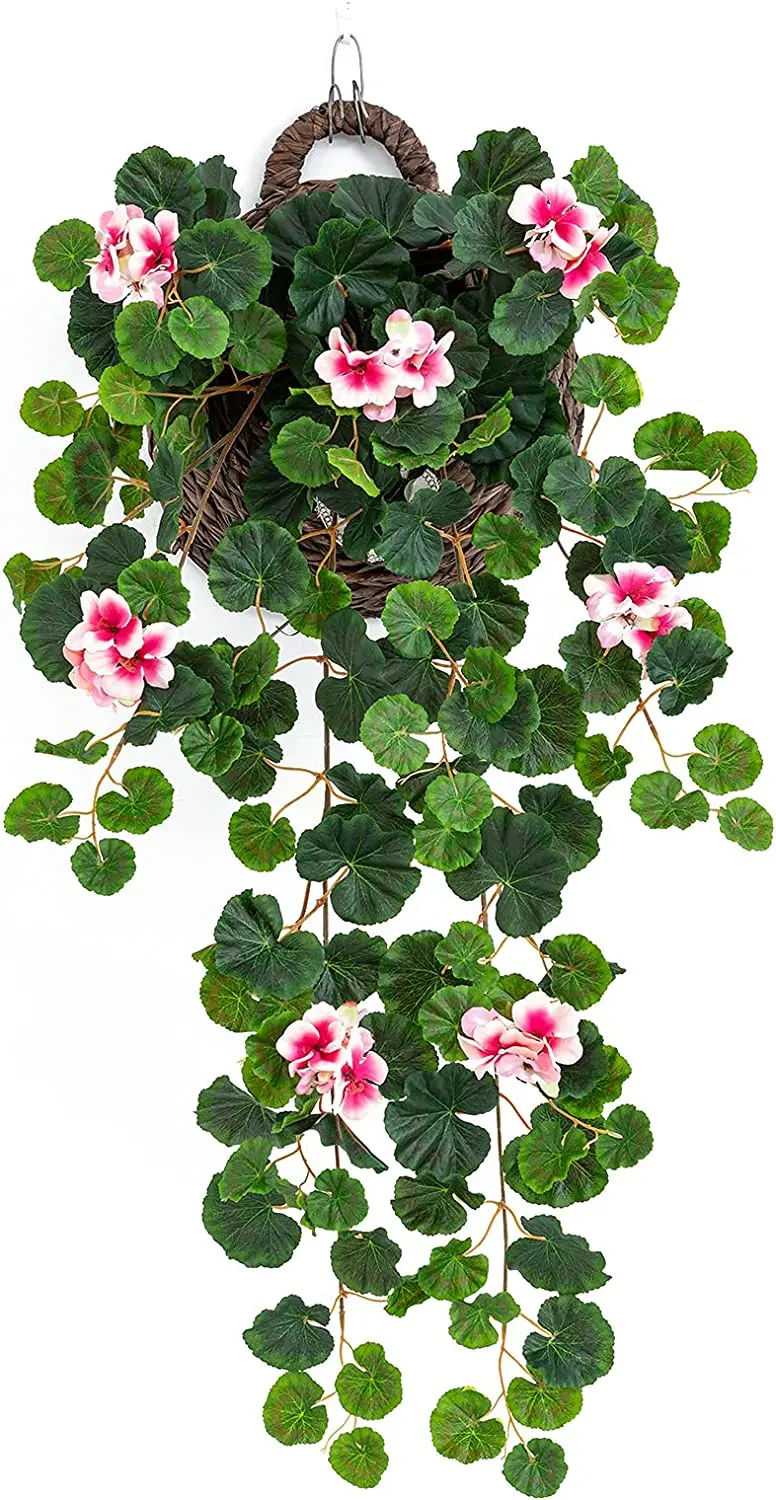 

Artificial Ivy Vines Begonia Leaf Plants w3.2Ft Fake Hanging Green Plant for Home Room Garden Wedding Wall Decor ( NO Basket )