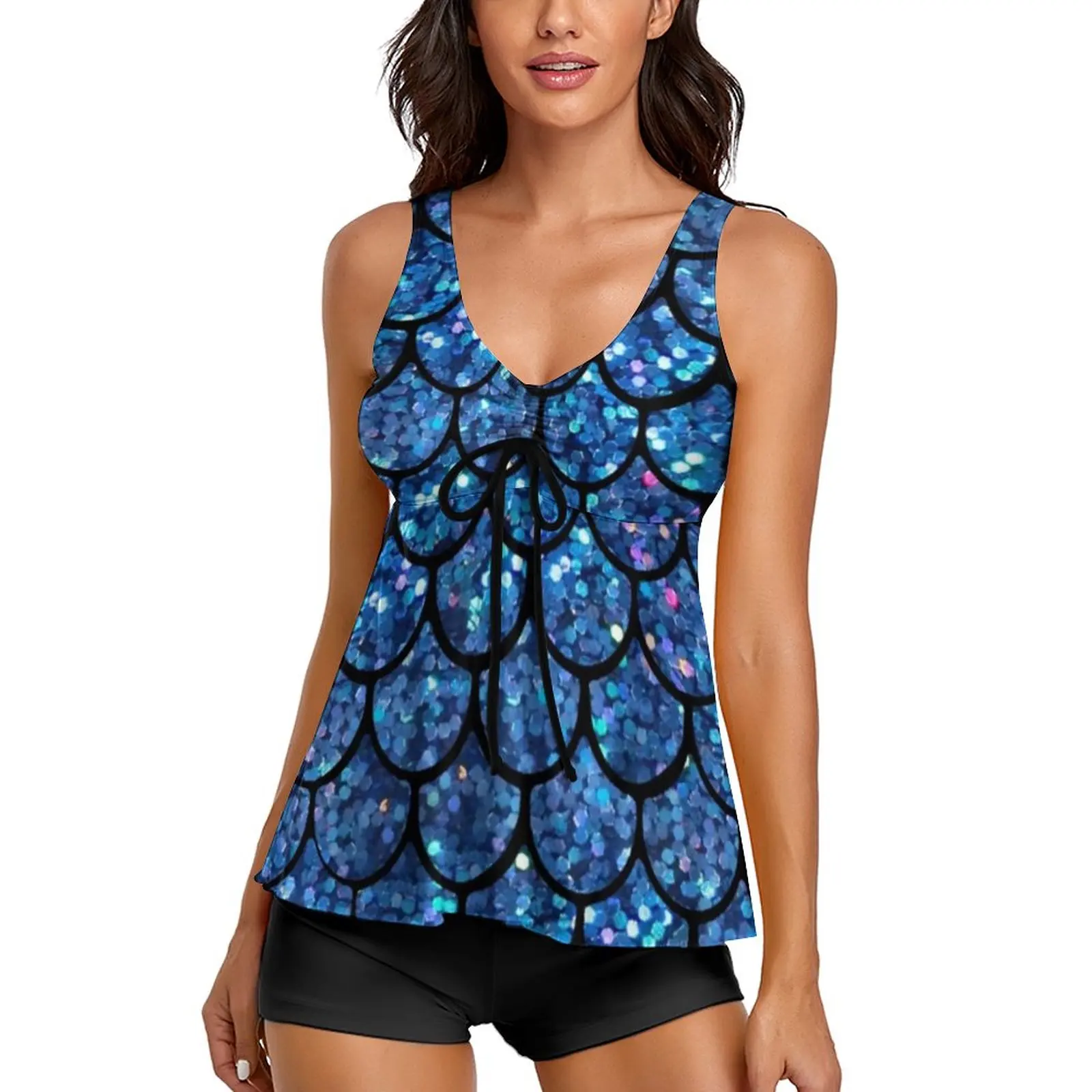 Sparkly Mermaid Scales Tankini Swimsuit Blue Glitter Animal Skin Beach Swimwear Woman Colorful Swimsuits Beachwear Large Size
Sparkly Mermaid Scales Tankini Swimsuit Blue Glitter Animal Skin Beach Swimwear Woman Colorful Swimsuits Beachwear Large Size