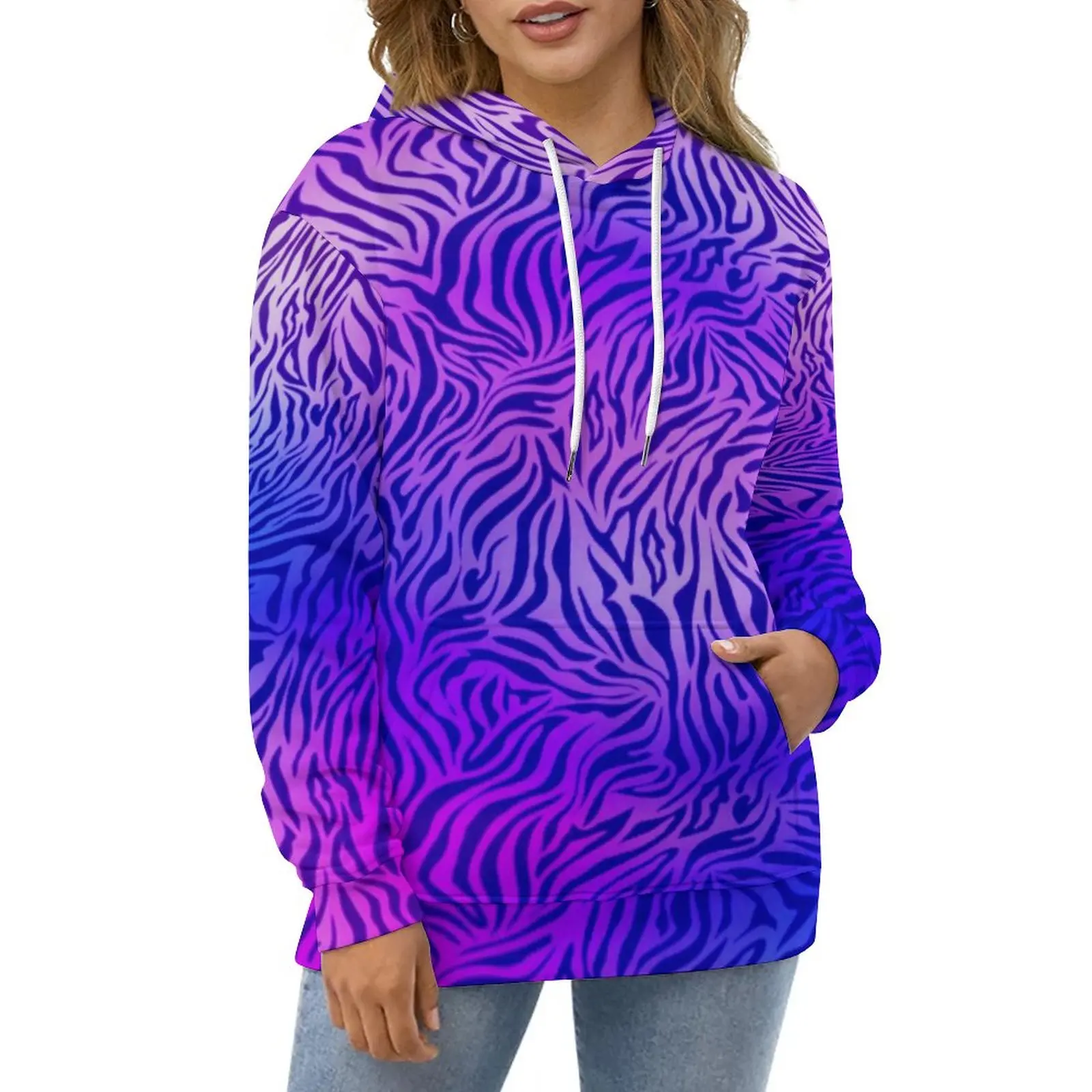 Blue Purple Zebra Hoodies Animal Print Street Style Oversized Hoodie Ladies Long Sleeve Pretty Design Casual Hooded Sweatshirts 
Blue Purple Zebra Hoodies Animal Print Street Style Oversized Hoodie Ladies Long Sleeve Pretty Design Casual Hooded Sweatshirts