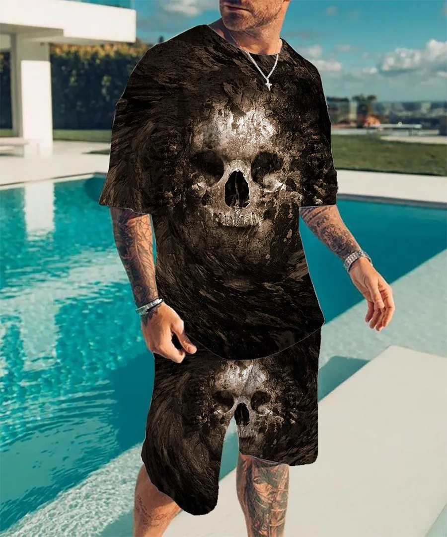 New Summer Fashion Man Sets Skull T-Shirt Shorts Tracksuit 2 Piece Outfits 3D Cool Short Sleeve Blouse Men's Clothing Streetwear
New Summer Fashion Man Sets Skull T-Shirt Shorts Tracksuit 2 Piece Outfits 3D Cool Short Sleeve Blouse Men's Clothing Streetwear