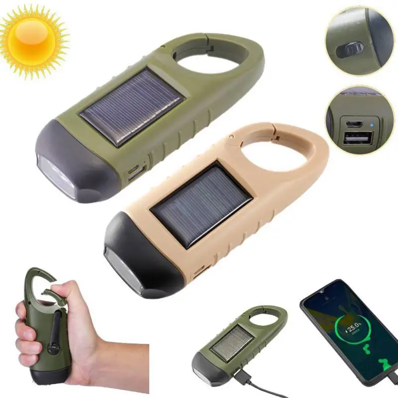

Portable Solar Powered Flashlight Hand Crank Dynamo Rechargeable LED Flashlights Powerful Torches Outdoor Self-defense Camping
