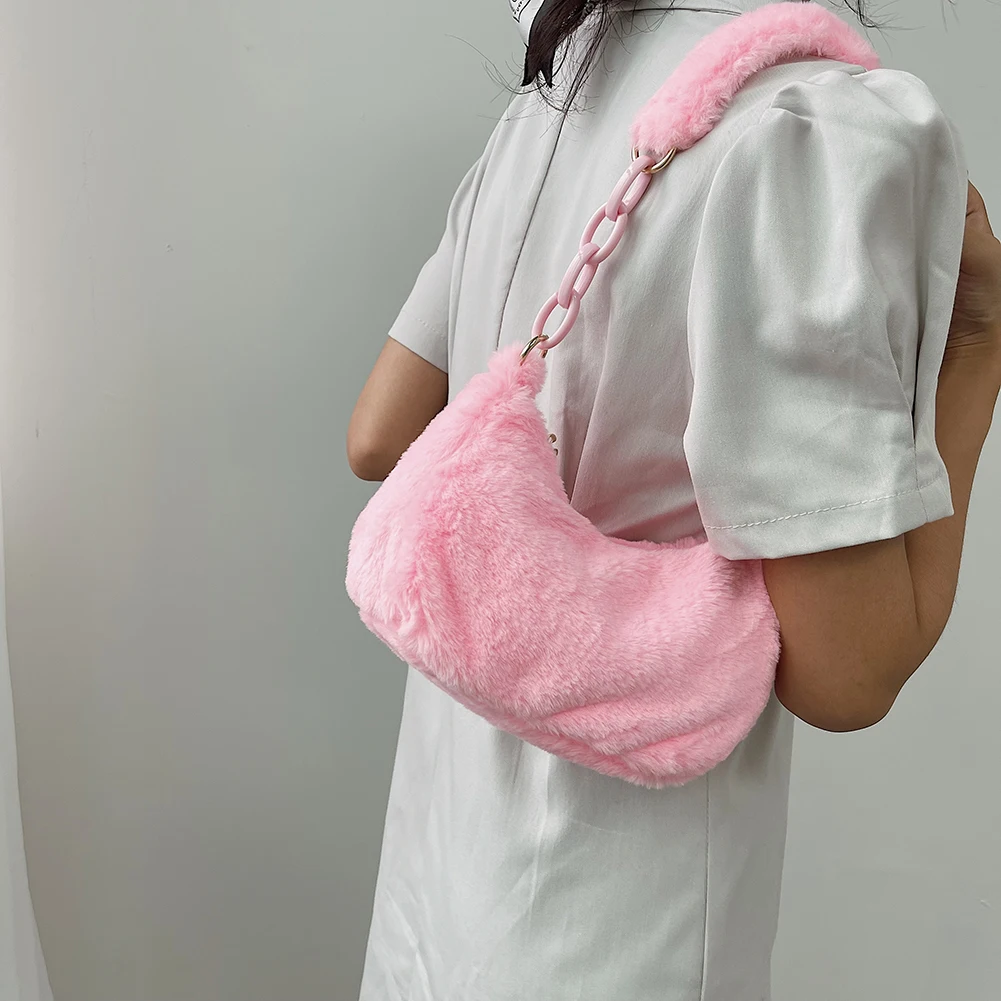 Simple Female Acrylic Chain Armpit Bags Small Solid Color Shopping Underarm Bag Ladies Zipper Plush Shoulder Bags
Simple Female Acrylic Chain Armpit Bags Small Solid Color Shopping Underarm Bag Ladies Zipper Plush Shoulder Bags