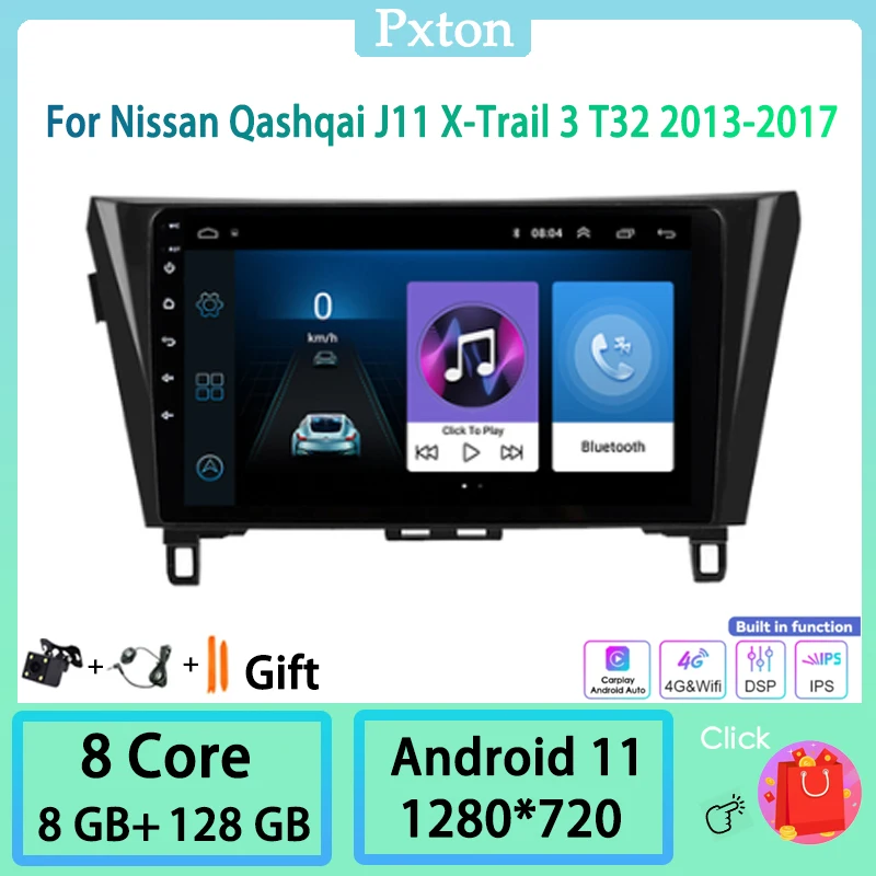 Pxton Android 11.0 Car Radio Stereo Multimedia Player For Nissan Qashqai J11 X-Trail 3 T32 2013-2017 4G WIFI Carplay Auto 8+128
Pxton Android 11.0 Car Radio Stereo Multimedia Player For Nissan Qashqai J11 X-Trail 3 T32 2013-2017 4G WIFI Carplay Auto 8+128