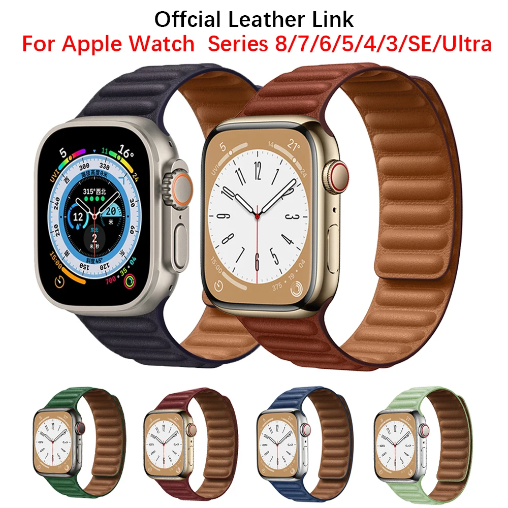 Leather Link For Apple Watch Band Ultra 49mm 45mm 41mm 44mm 40mm Magnetic Loop bracelet correa iWatch Series 8 3 SE 6 5 7 Strap
Leather Link For Apple Watch Band Ultra 49mm 45mm 41mm 44mm 40mm Magnetic Loop bracelet correa iWatch Series 8 3 SE 6 5 7 Strap
