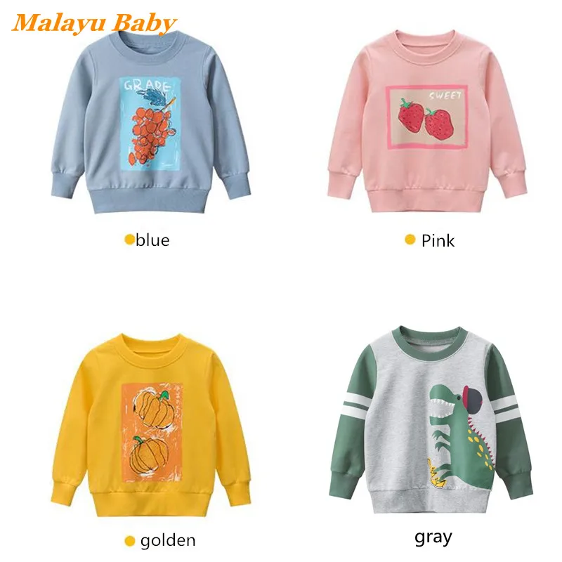 

Baby Girl Clothes 2022 Child Sweatshirt Spring Autumn New Fruit Printing Boy Long-Sleeved Upper Outer Garment Kids Costume 2-8Y