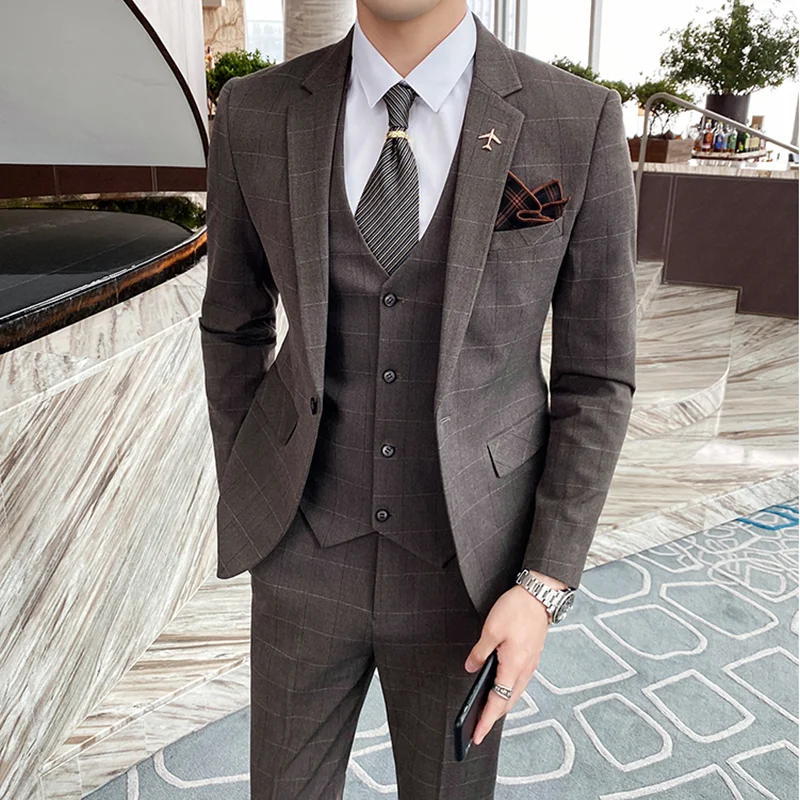 Boutique (Blazer + Vest + Trousers) Men's Fashion Business Plaid Elegant Slim Gentleman Wedding Casual Formal Suit 3-piece Suit
Boutique (Blazer + Vest + Trousers) Men's Fashion Business Plaid Elegant Slim Gentleman Wedding Casual Formal Suit 3-piece Suit