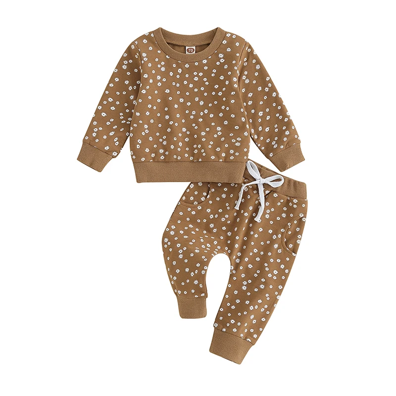 Baby Girls 2-piece Outfit Flower Print Long Sleeve Crew Neck Sweatshirt with Elastic Waist Sweatpants Fall Clothes
Baby Girls 2-piece Outfit Flower Print Long Sleeve Crew Neck Sweatshirt with Elastic Waist Sweatpants Fall Clothes