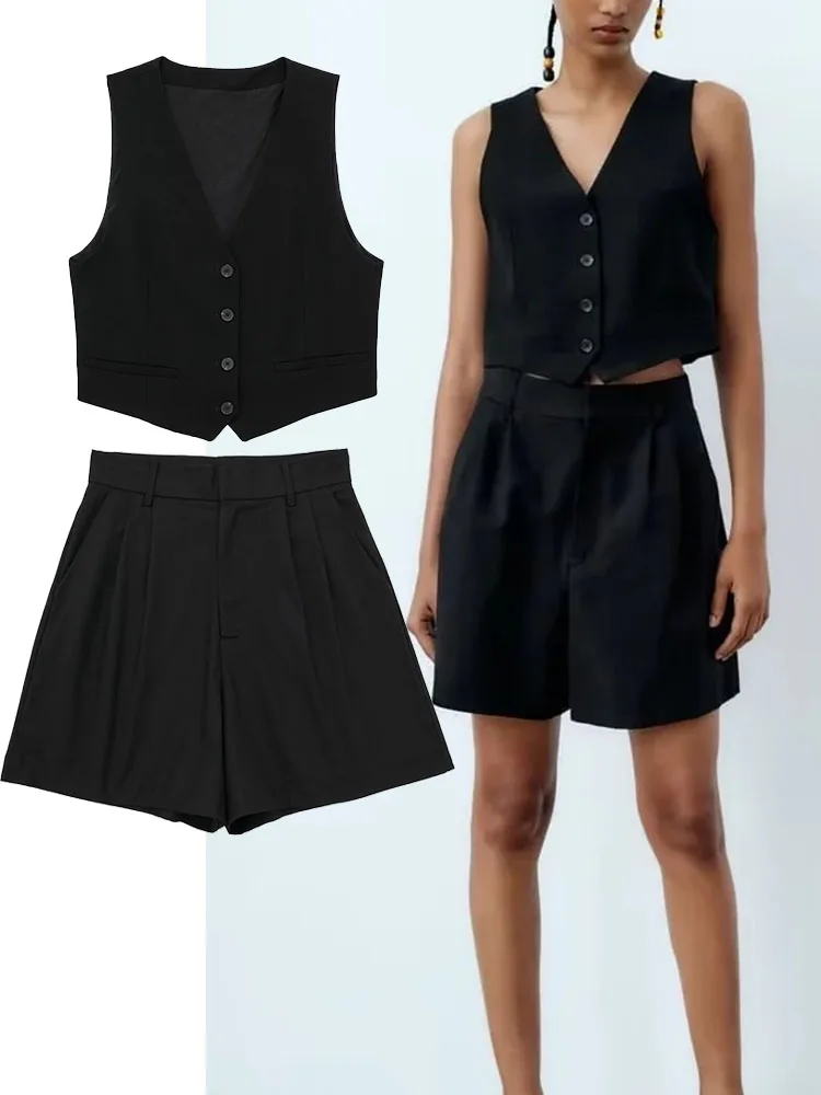 TRAF 2023 Summer Woman Two Pieces Sets Fashion Vest Tops Casual shorts Women's Suit Summer Set 2 Piece Womens Outfits
TRAF 2023 Summer Woman Two Pieces Sets Fashion Vest Tops Casual shorts Women's Suit Summer Set 2 Piece Womens Outfits